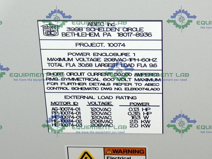 Used ABEC 50 Liter Process Finishing Skid w/ Heat Exchanger, SPX Mixer & Strainer