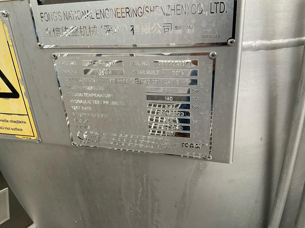Used 2014 Fong’s ECO-8-D1T single l-shape full stainless steel tubular HT fabric dyeing installation