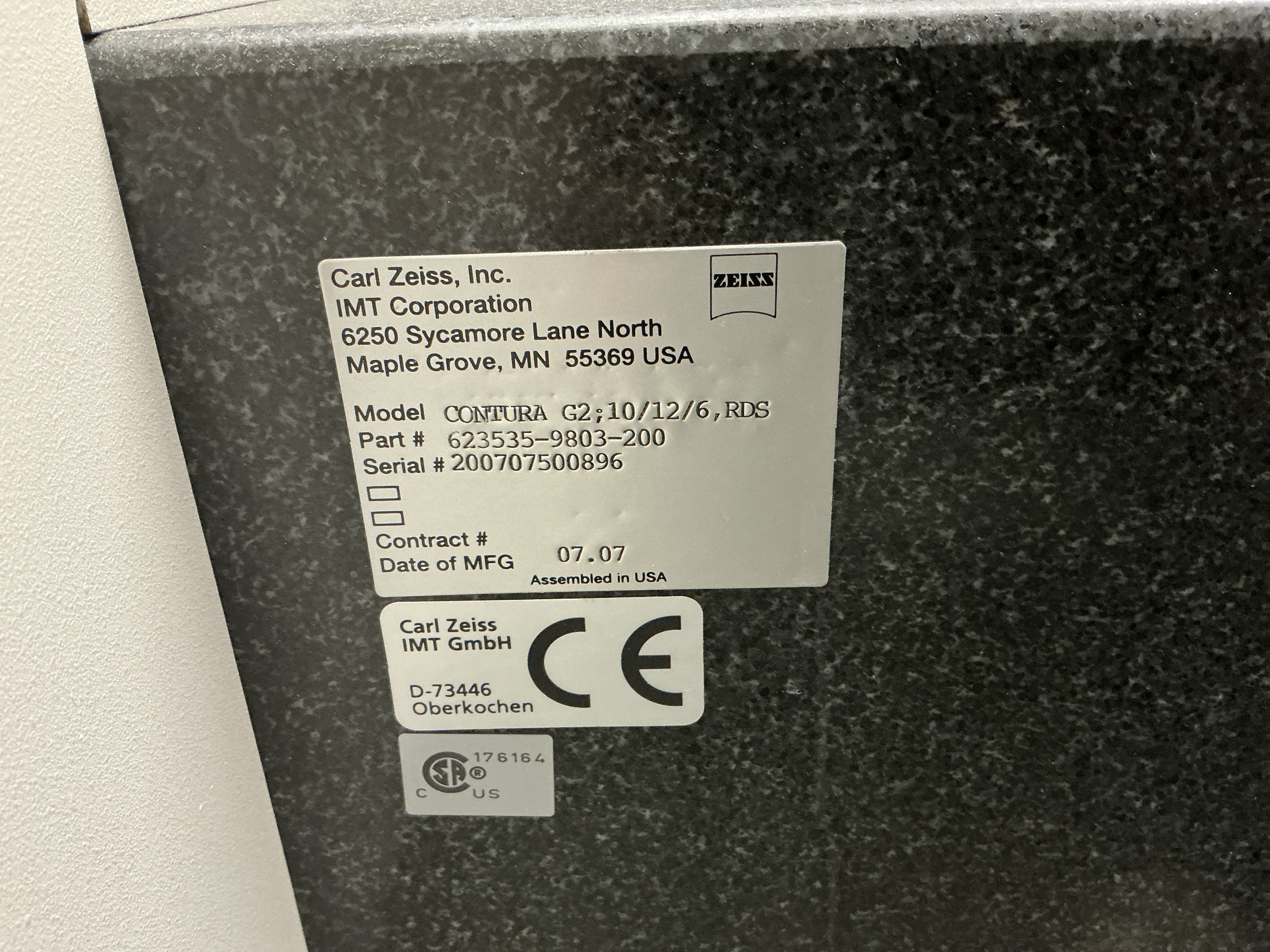 Used 2007 Zeiss CONTURA G2 10/12/6 CNC Coordinate Measuring Machine