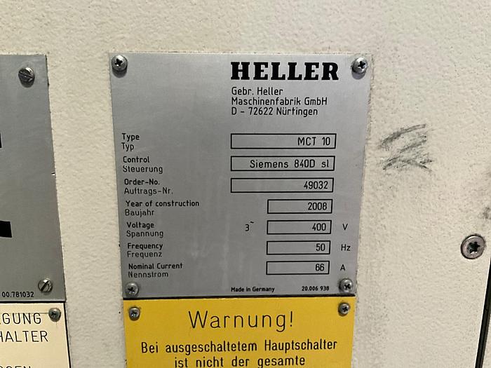 Used 2009 HELLER MCT 10 CNC Machining Center