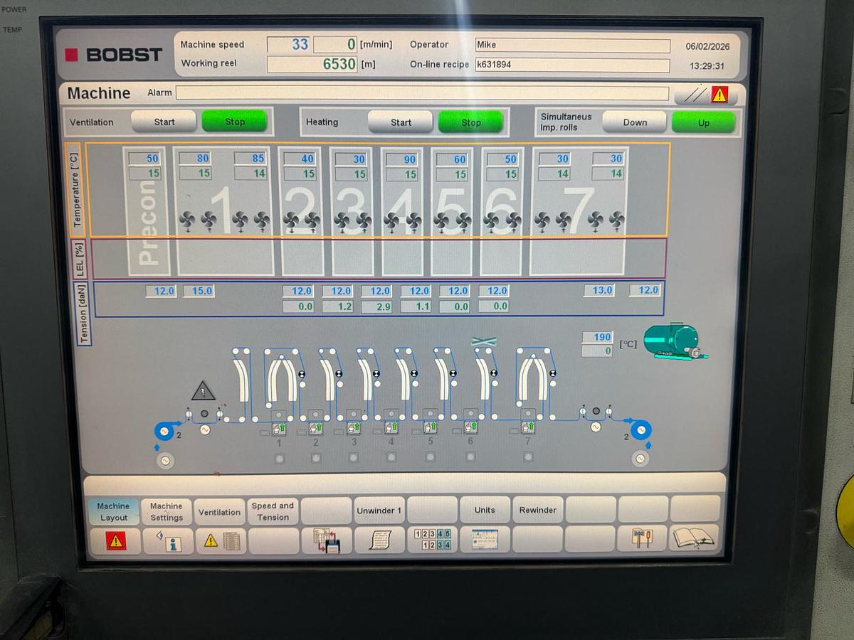 Used 2015 Bobst Rotomec 4003 1000/350/C 7-color rotogravure printing press