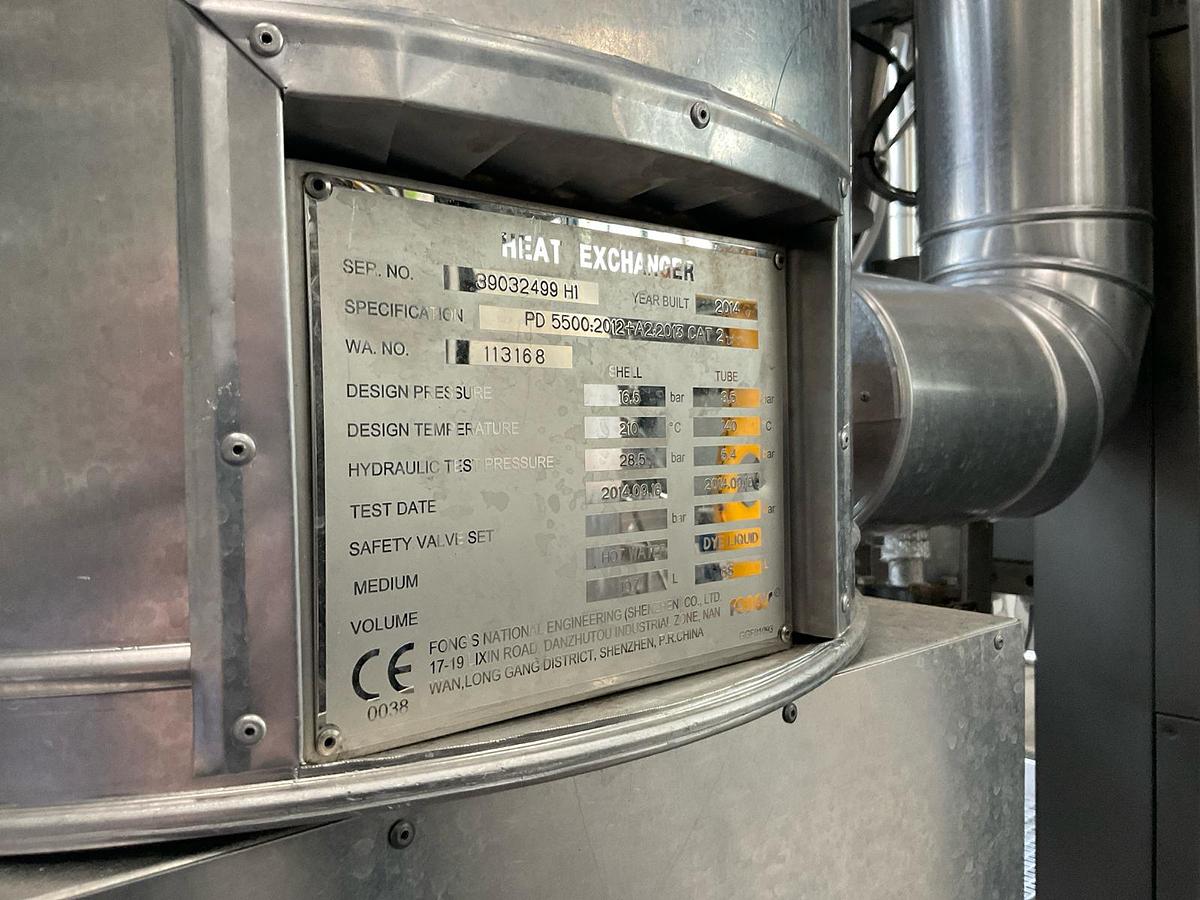 Used 2014 Fong’s ECO-8-D1T single l-shape full stainless steel tubular HT fabric dyeing installation