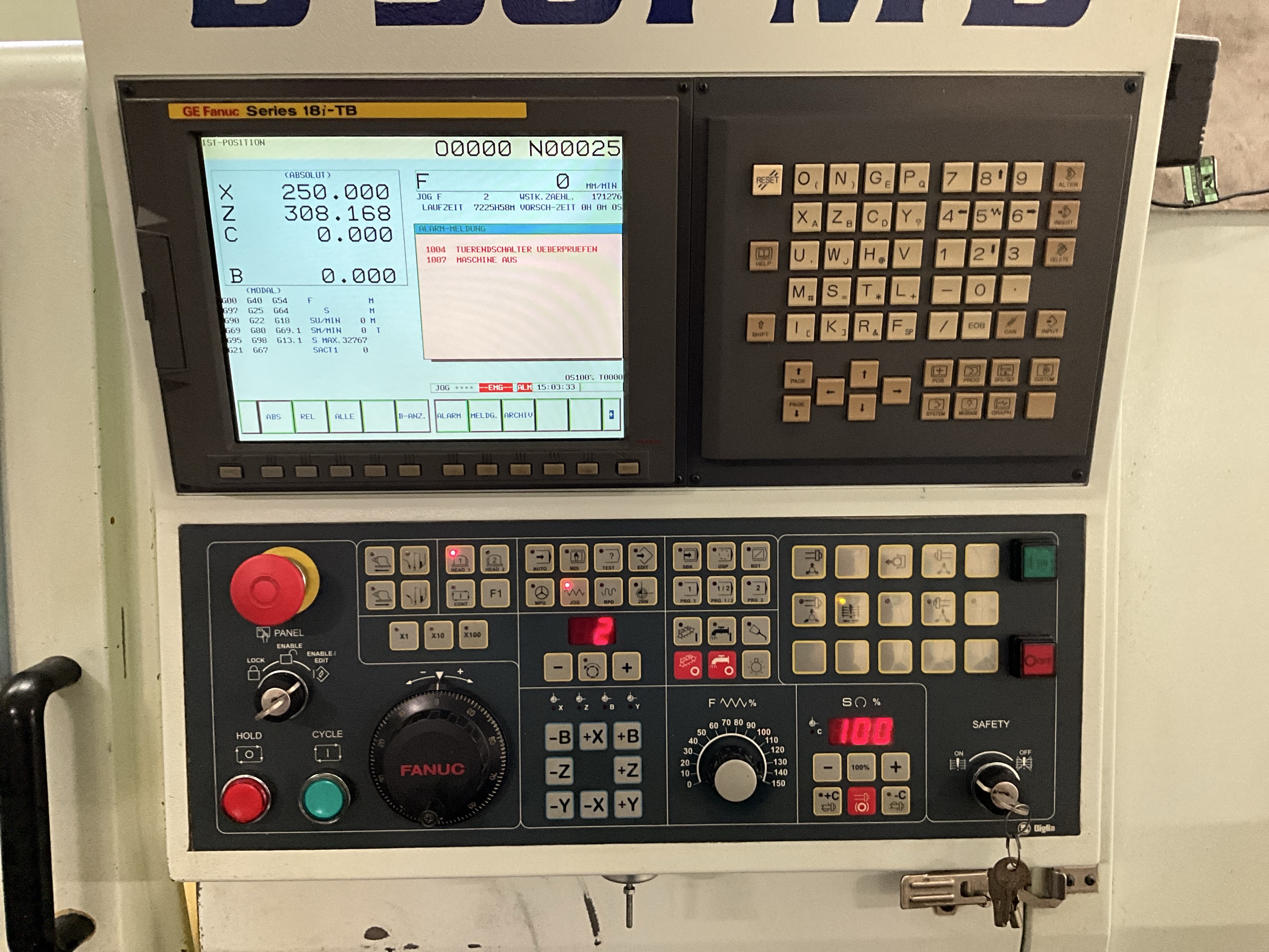 Used 2003 Biglia B 301 MB CNC Lathe