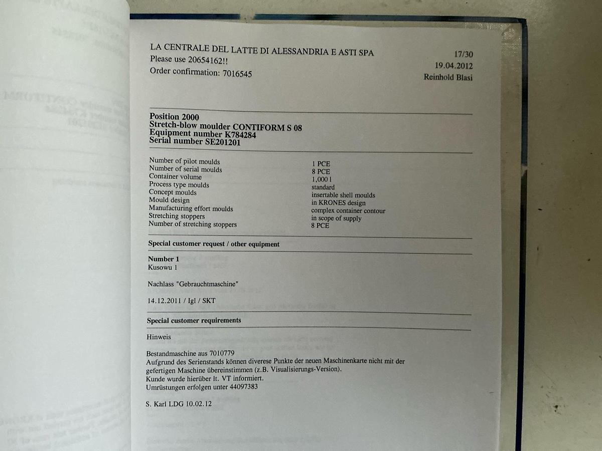 Used 2009 KRONES Contiform S08