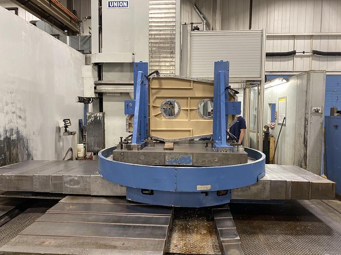 Used 2002 5.1" Union Table Type Horizontal Boring Mill, TC 130, 63" X 79" Table, X-98", Y-98" , 59" Saddle travel, 67 HP, 3000RPM, Heidenhain CNC