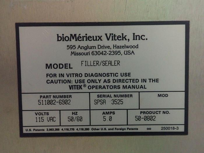 Used BioMerieux Vitek 513001 Reader Incubator with 511002 Filler Sealer & Extras