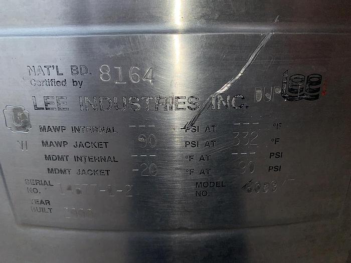 Used Kettle, 60 Gallon, S/st, Jkt, Scrape Agit, Lee, Tilt #S744220