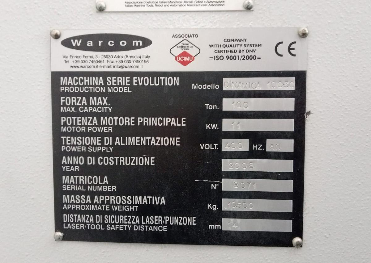 Usato Pressa Piegatrice “WARCOM” DINAMICA 3100×100 tonn.