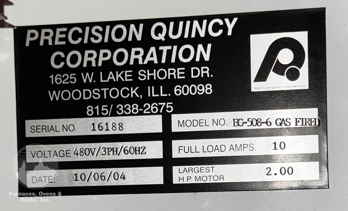 Used 60"W x 72"H x 96"L, Precision Quincy, Gas Fired Walk-In Oven, 500°F, Solvent Rated , Class A