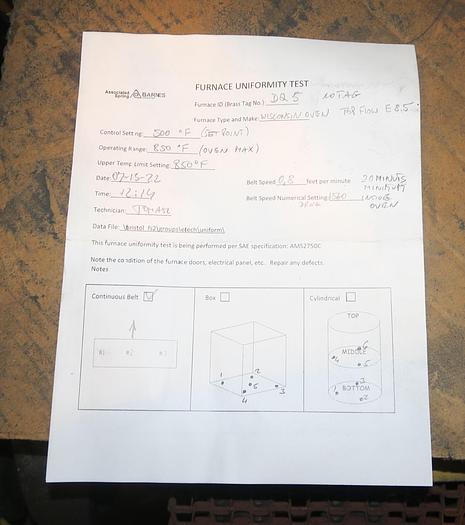 Used 20"W x 9" High x 15' Long, Wisconsin Belt Conveyor Oven, Electric, 850-F