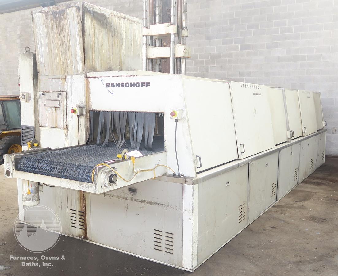Used 36"W x 14" High Ransohoff Lean Veyor, Electric, Wash, Rinse and Blow-Off