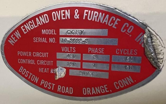Used 19"W x 18" High x 120" Long, New England Oven Belt Conveyor Oven, Electric, 850-F