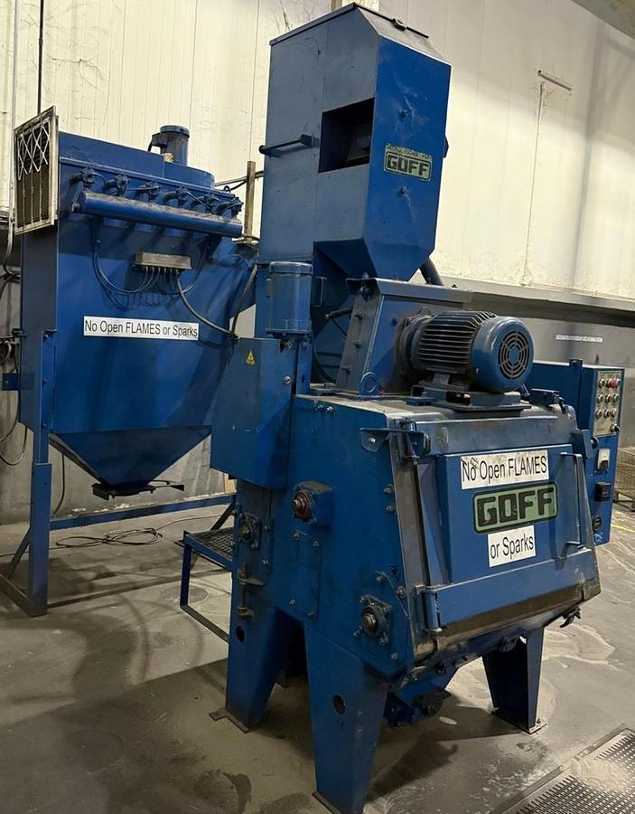 Used Goff Rubber Belt Tumblast 3 Cubic Feet w/Dust Collector