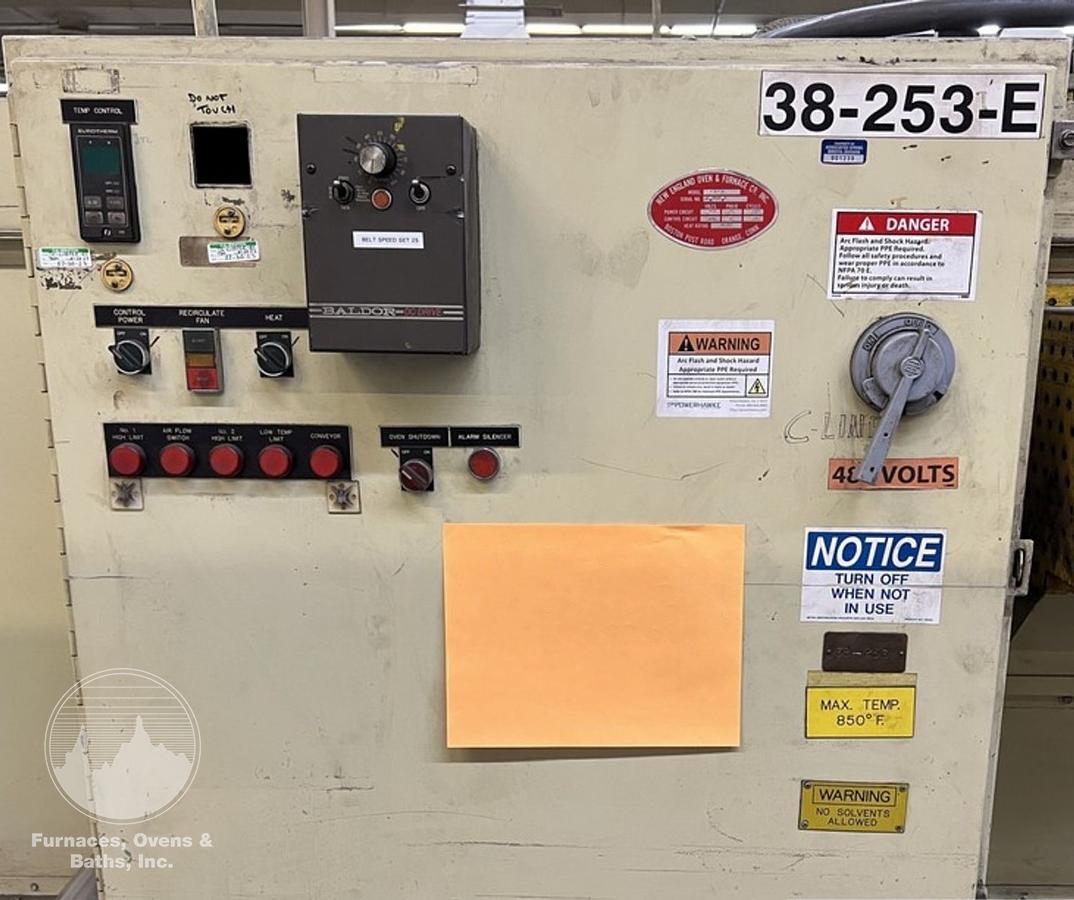 Used 19"W x 18" High x 120" Long, New England Oven Belt Conveyor Oven, Electric, 850-F