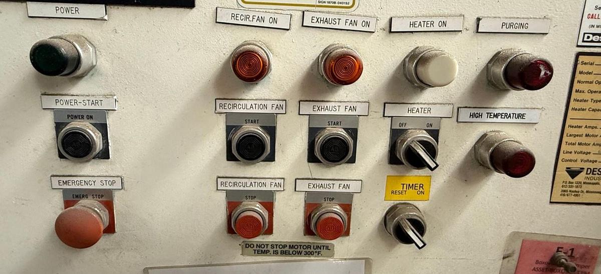 Used 38"W x 63"H x 38"L, Despatch Industries PWD2-52-1E, 650-F, Electric, Solvent Rated Walk-In Oven