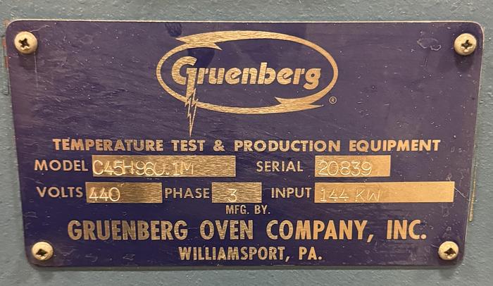 Used 48"W x 72"H x 48"L, Gruenberg, Electric Walk-In Oven, 450°F