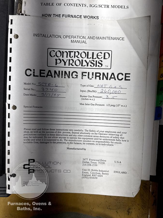 Used Pollution Control Products Burn Off SCTR-6