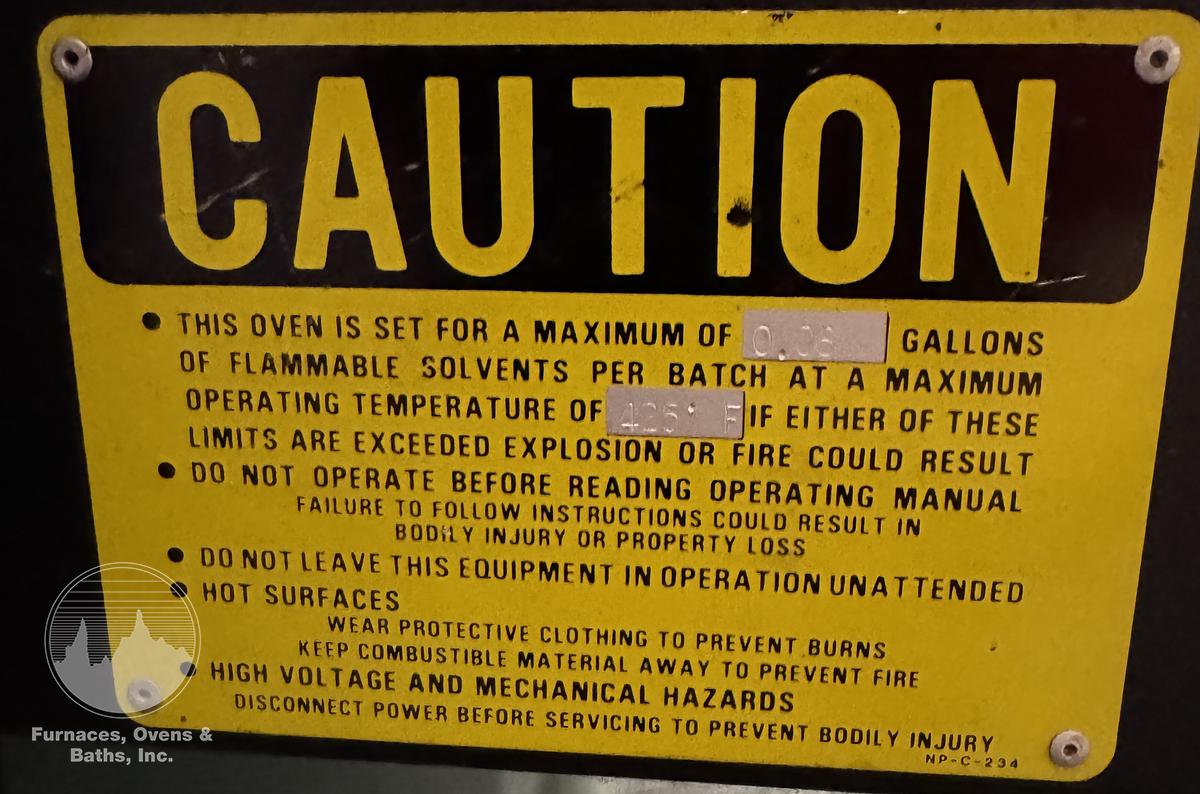 Used 48"W x 60"H x 48"L, Grieve TBH-500, Electric, 500-F, Solvent Rated