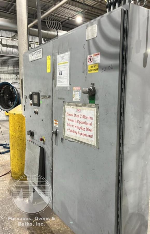Used Wheelabrator MMB-27-4-20 Mesh Belt Shot Blaster Complete w/Dust Collector, PLC Controls, VFD's