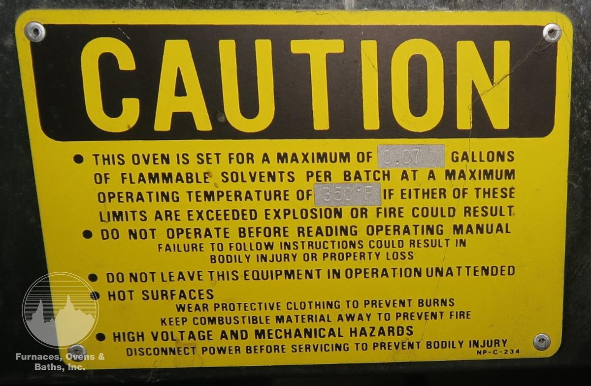 Used 72"W x 54"H x 30"L Grieve Modified SA-550, Electric, Solvent Rated, Class A