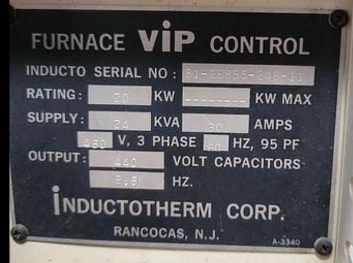 Used Vacuum Industries Vacuum Induction Melting, VIM, Inductotherm VIP Power-Trak 20-96