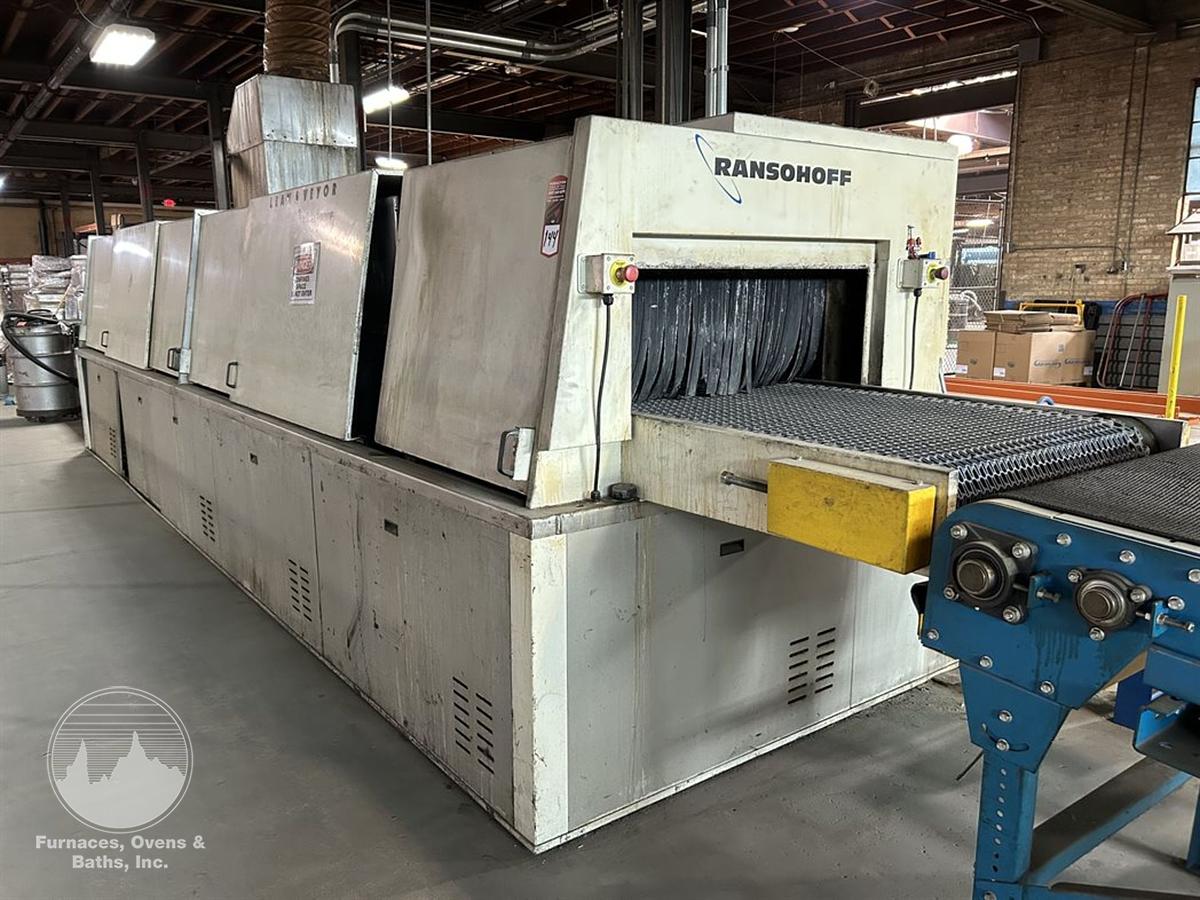 Used 36"W x 14" High Ransohoff Lean Veyor, Electric, Wash, Rinse and Blow-Off