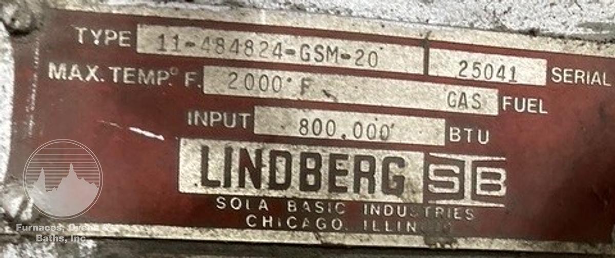 Used 48"W x 24"H x 48"L, Surface Combustion, Direct Fired Box Furnace, Gas Fired, 2000-F, Fiber Lined