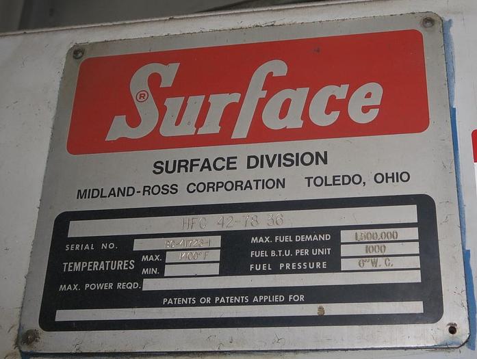 Used Surface Combustion Box Temper 36"W x 36"H x 72"L, Gas Fired, 1400°F