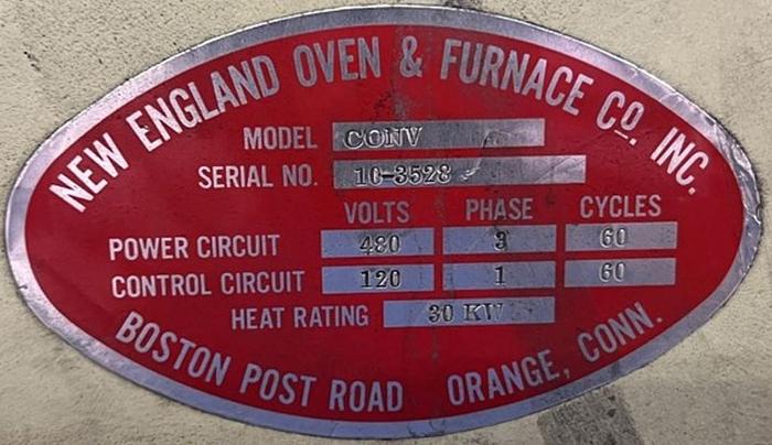 Used 19"W x 18" High x 120" Long, New England Oven Belt Conveyor Oven, Electric, 850-F