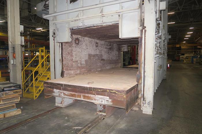 Used Sauder Gas Fired Car Bottom Furnace, 10'W x 6'H x 22'L, 1250°F, Gas Fired