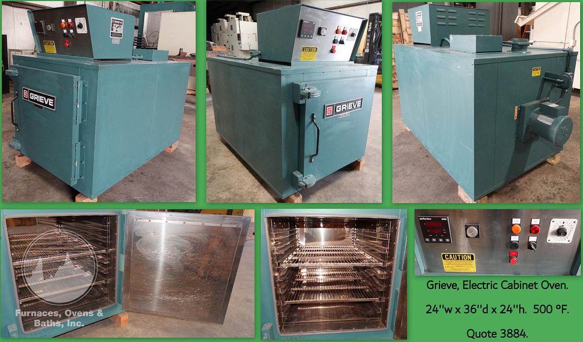 Used 24"W x 24"H x 36"Dp, Grieve AF-500 Cabinet Oven, Electric, 500°F