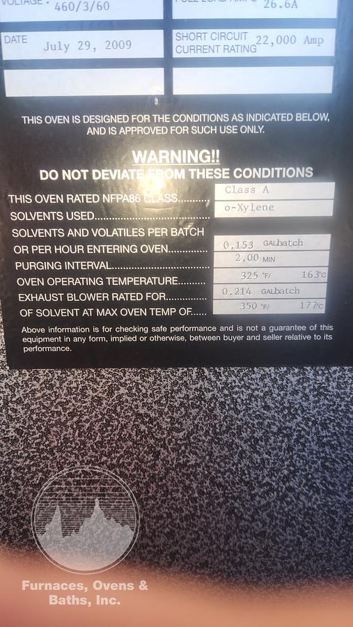 Used 38"W x 38"H x 26"L, Precision Quincy, 350°F, Class A Solvent Rated Cabinet Oven