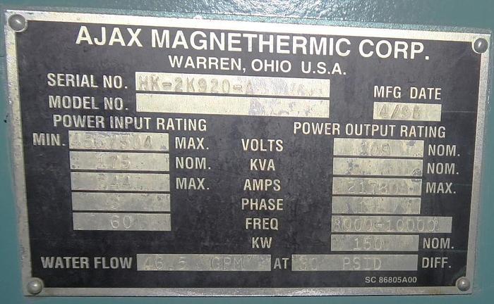 Used Ajax Magnathermic Magnescan II, Pacer -S10