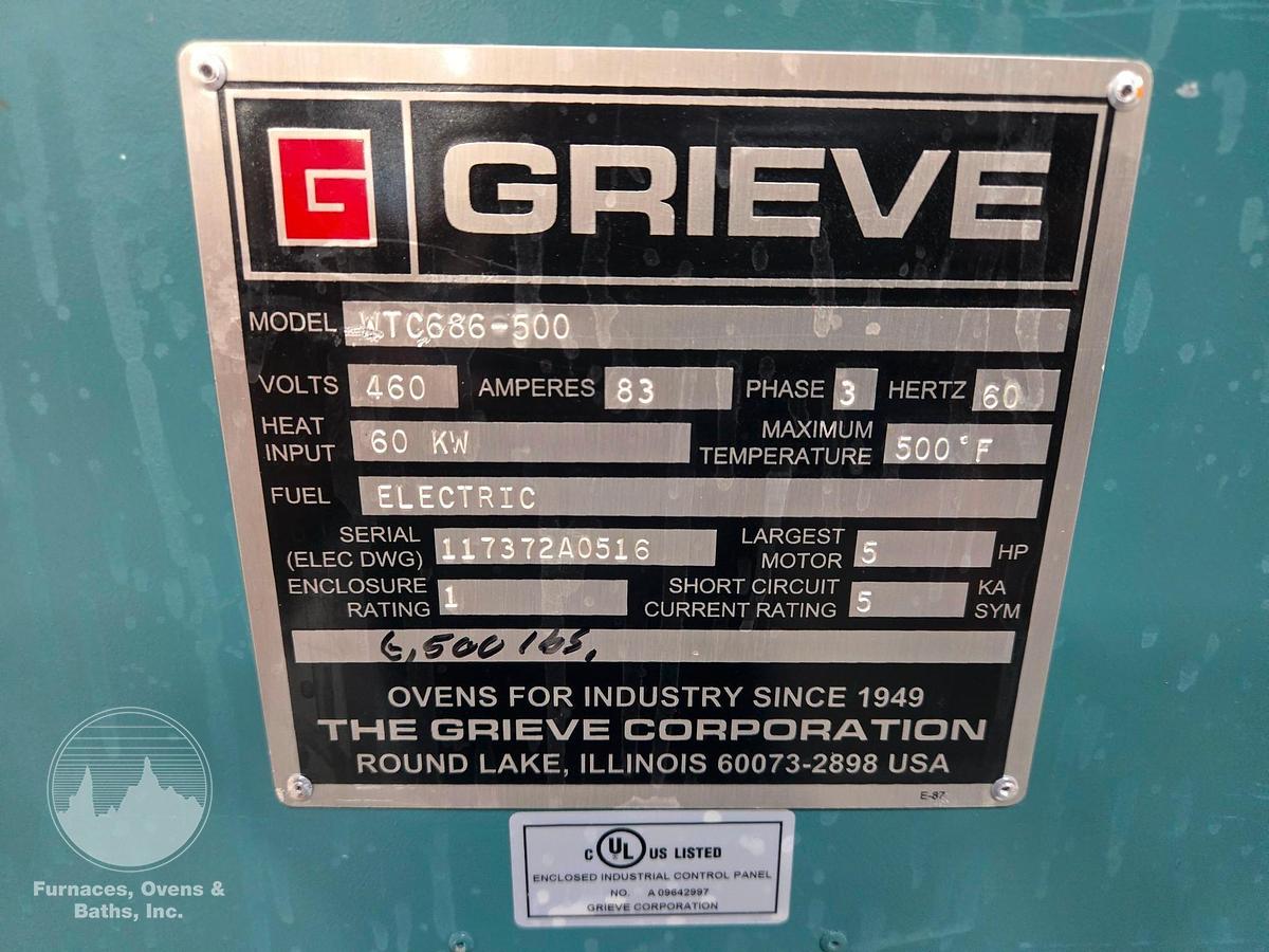 Used 72"W x 78"H x 96"L, Grieve WTC686-500 Walk-In Oven, 500°F, Electric
