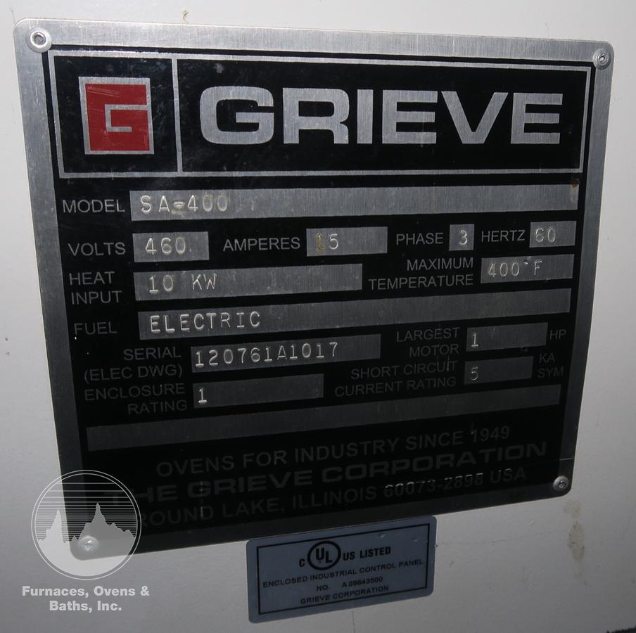 Used 50"W x 54"H x 30"L Grieve SA-400, Electric, 400-F