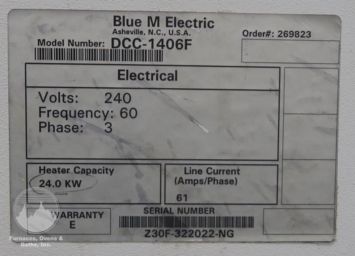 Used 43"W x 36"H x 24"L Blue M DCC-1406F, Inert Gas Clean Room Cabinet Oven, 662°F