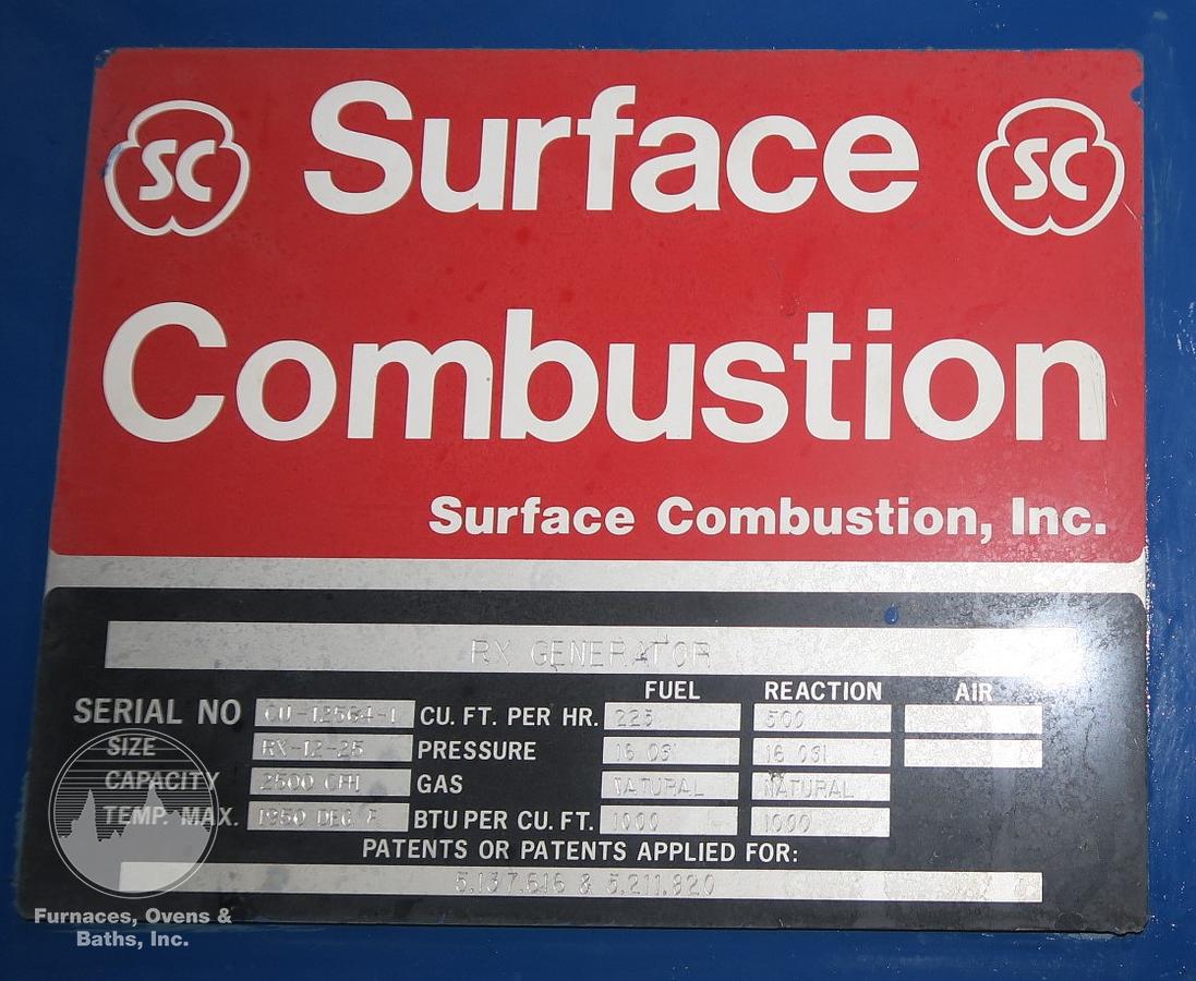 Used Surface Combustion 2500 CFH Endothermic Gas Generator, 1950°F, Water Cooled