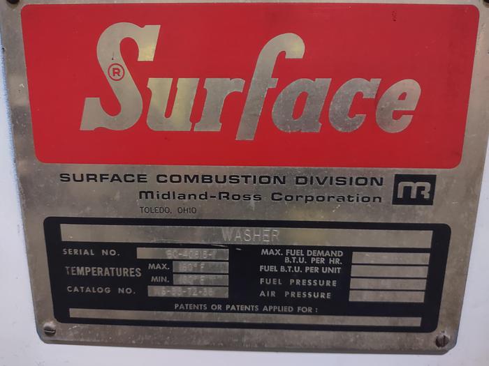 Used Surface Combustion Spray Washer 36"W x 36"H x 72"L