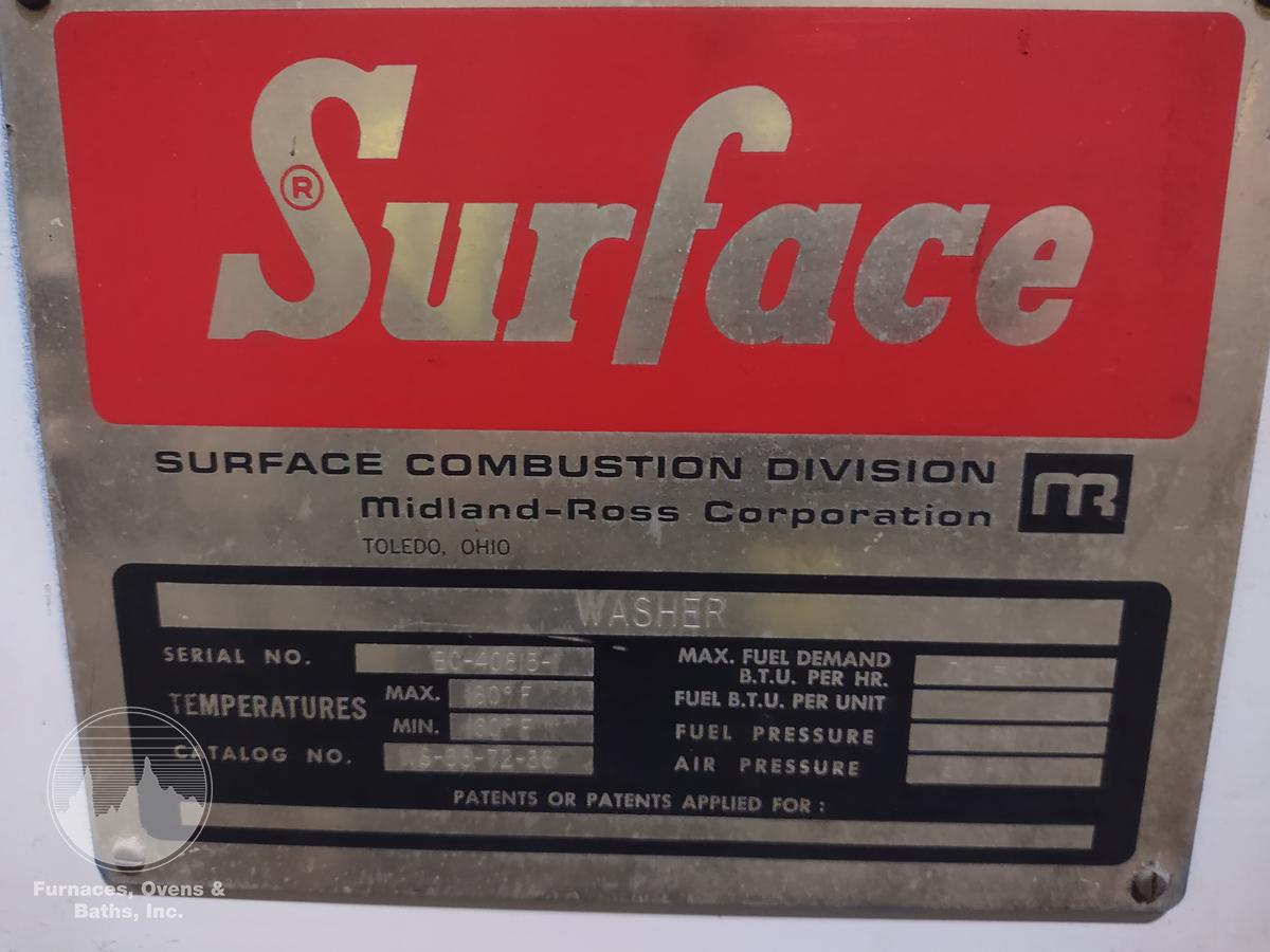 Used Surface Combustion Spray Washer 36"W x 36"H x 72"L