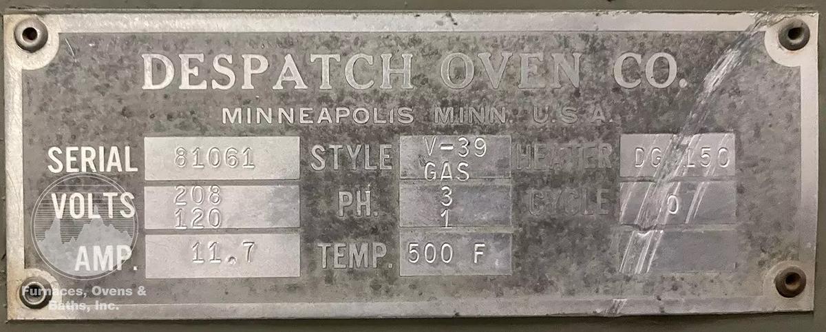 Used 40"W x 63"H x 52"L Despatch V-39 STD Walk-In Oven, 500°F, Gas