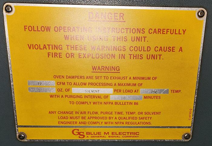 Used 25"W x 20"H x 20"L Blue M DC-256A-FHP-1 Class A Cabinet Oven, 600°F, Electric