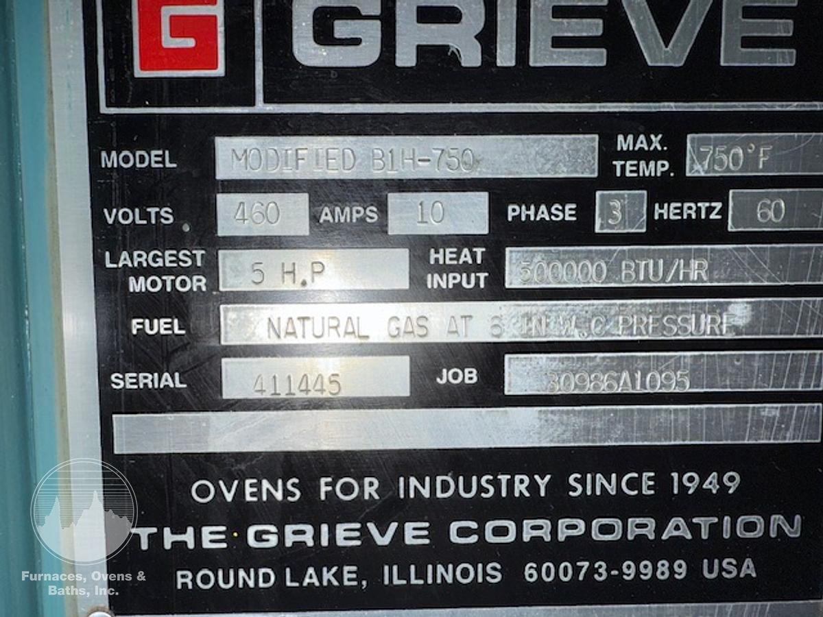 Used 48"W x 72"H x 48"L, Grieve B1H-750, Gas Fired Walk-In/Truck Oven, 750°F