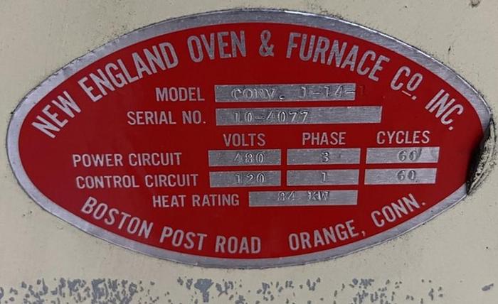 Used 19"W x 18" High x 120" Long, New England Oven Belt Conveyor Oven, Electric, 850-F