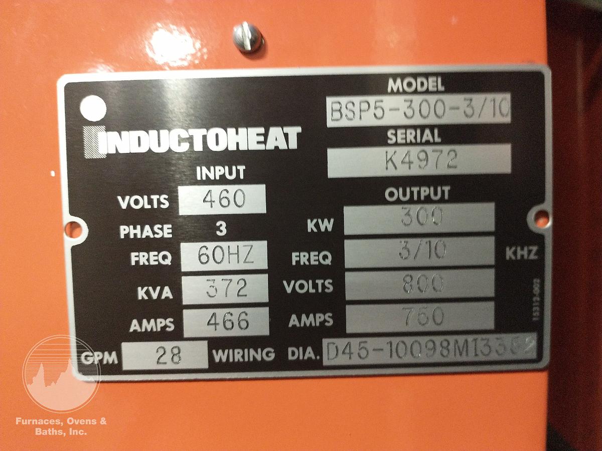 Used Inducto-Heat BSP5-300-3/10, 300 kW, 3/10 kHz