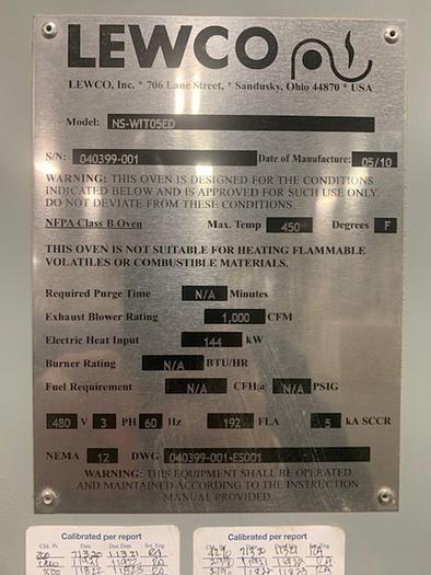 Used 84"W x 84"H x 264"L (22'L), Lewco, Electric Walk-In Oven, 500°F, Double Ended