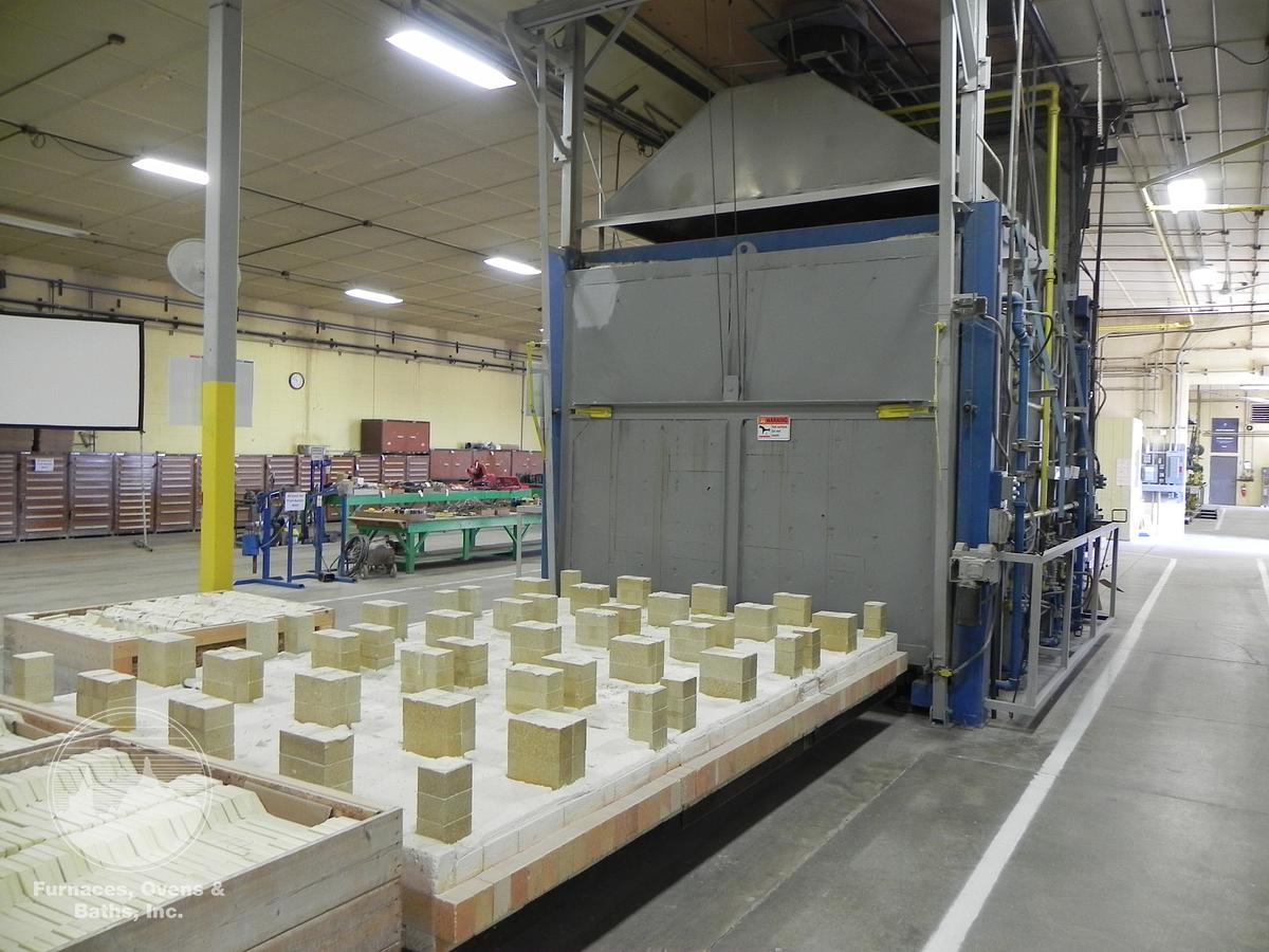 Used 108"W x 84"H x 156"L (13'), American Kiln, 2200-F, Gas Fired, Car Bottom, Dual Cars