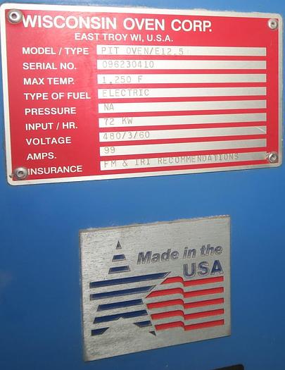 Used Wisconsin Pit Furnace 38" x 48", Electric, 1250°F