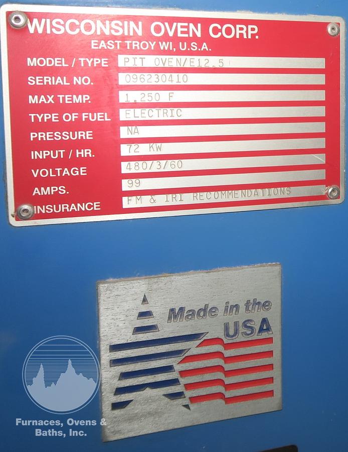 Used Wisconsin Pit Furnace 38" x 48", Electric, 1250°F