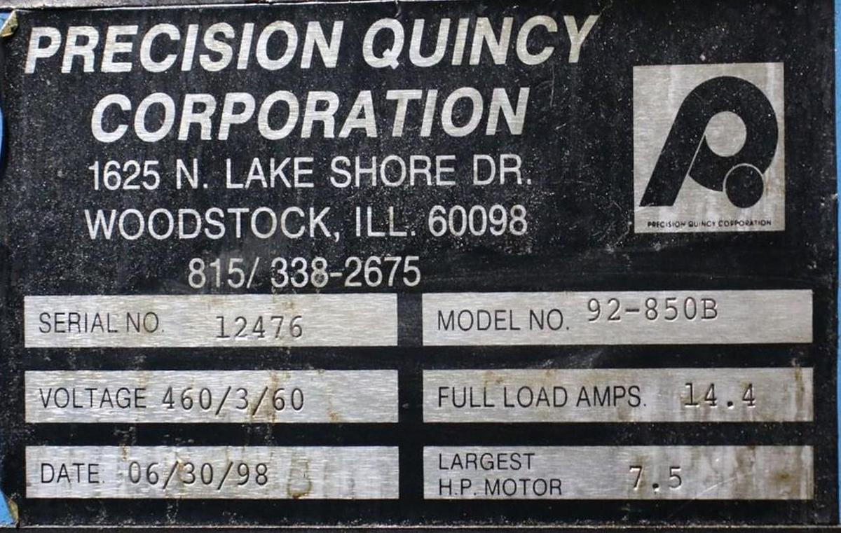 Used 60"W x 72"H x 96"L, Precision Quincy Class A Gas Fired Walk-In Oven, 850°F, Solvent Rated