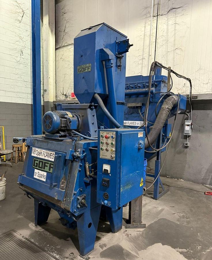 Used Goff Rubber Belt Tumblast 3 Cubic Feet w/Dust Collector